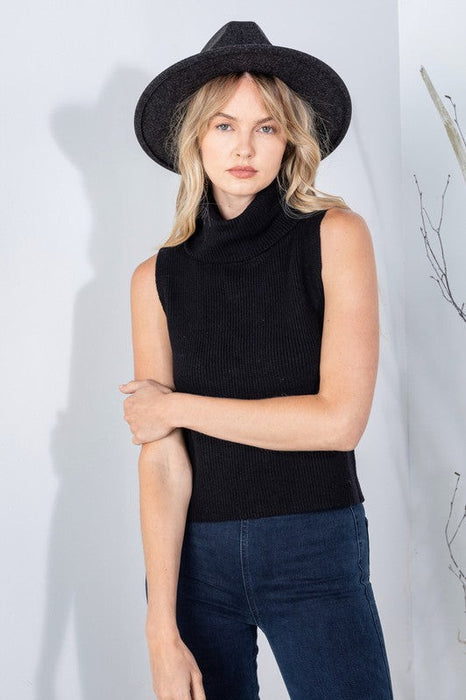Simplicity Sleeveless Turtle Neck Sweater Black