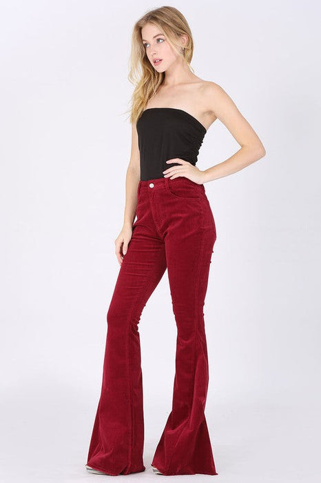 Cowgirl Corduroy Flare Pants Wine
