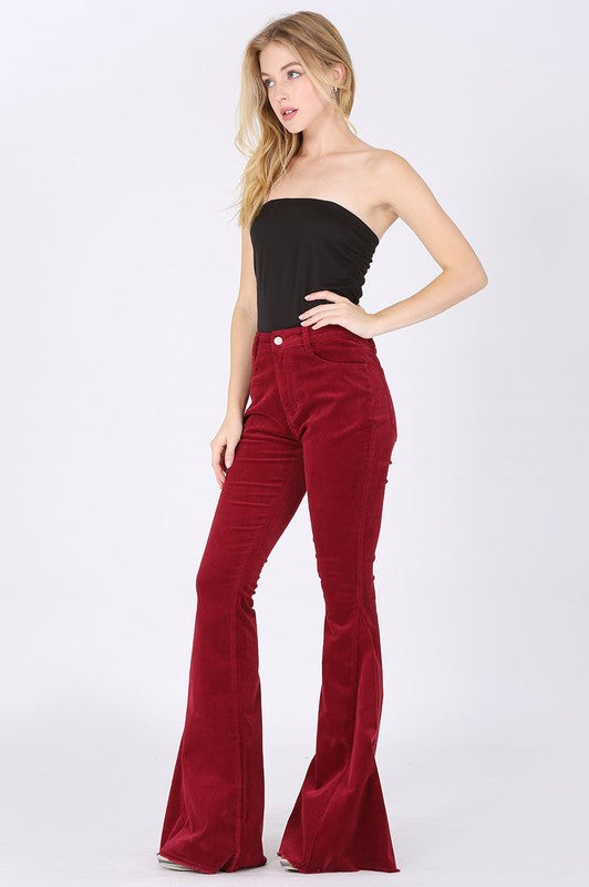 Cowgirl Corduroy Flare Pants Wine