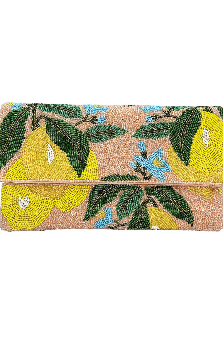 Lemon Beaded Clutch