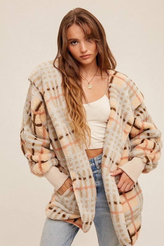 Snuggled in Softness Jacket Cream Plaid