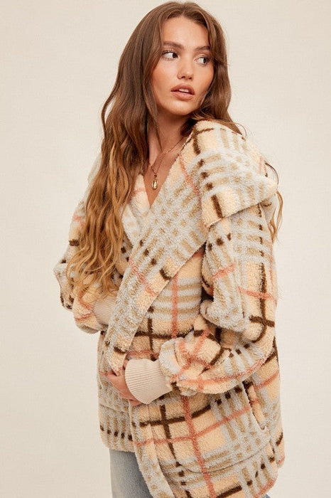 Snuggled in Softness Jacket Cream Plaid