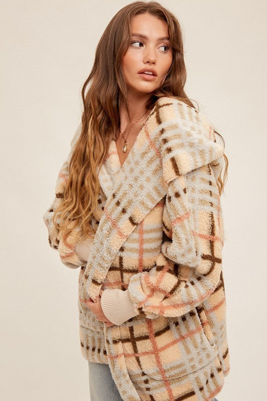 Snuggled in Softness Jacket Cream Plaid