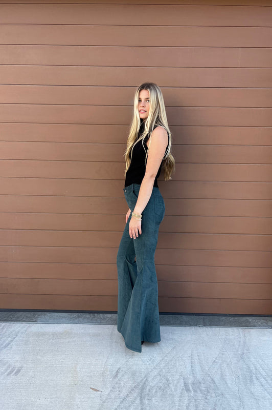 Cowgirl Corduroy Flare Pants Hunter