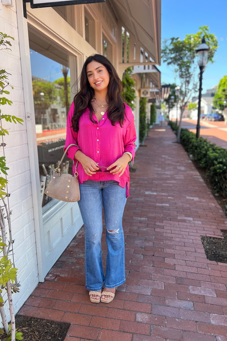Seriously Beautiful Silky Blouse Hot Pink