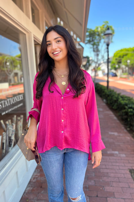 Seriously Beautiful Silky Blouse Hot Pink