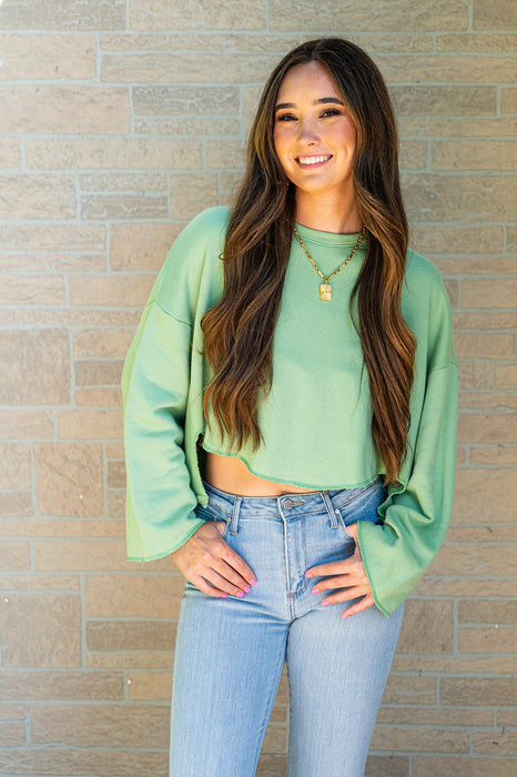 Farmer's Market Crop Sweatshirt Sage