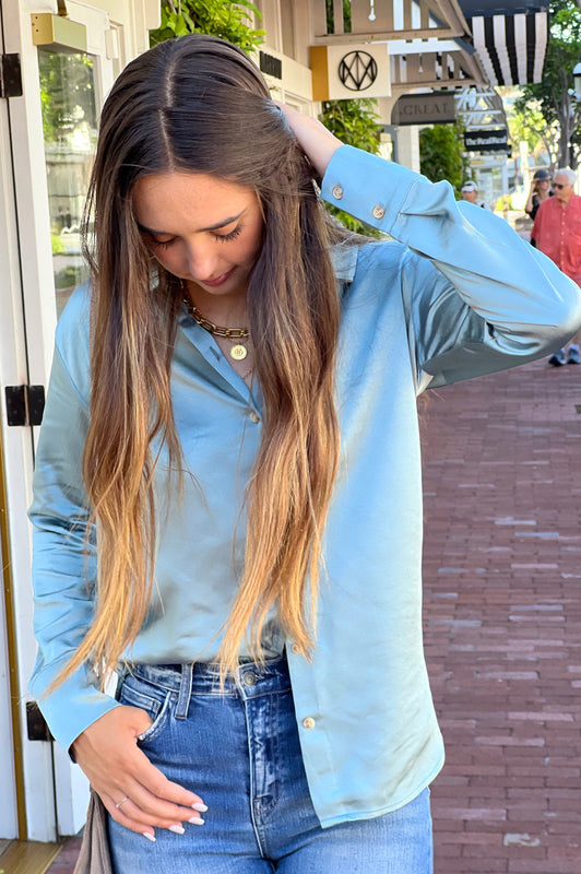 Adare Silky Relaxed Shirt Seafoam