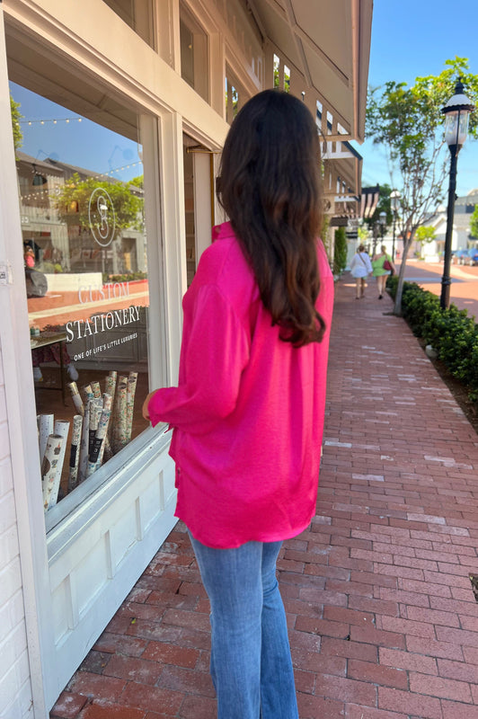 Seriously Beautiful Silky Blouse Hot Pink