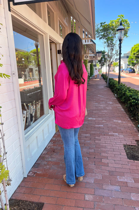 Seriously Beautiful Silky Blouse Hot Pink