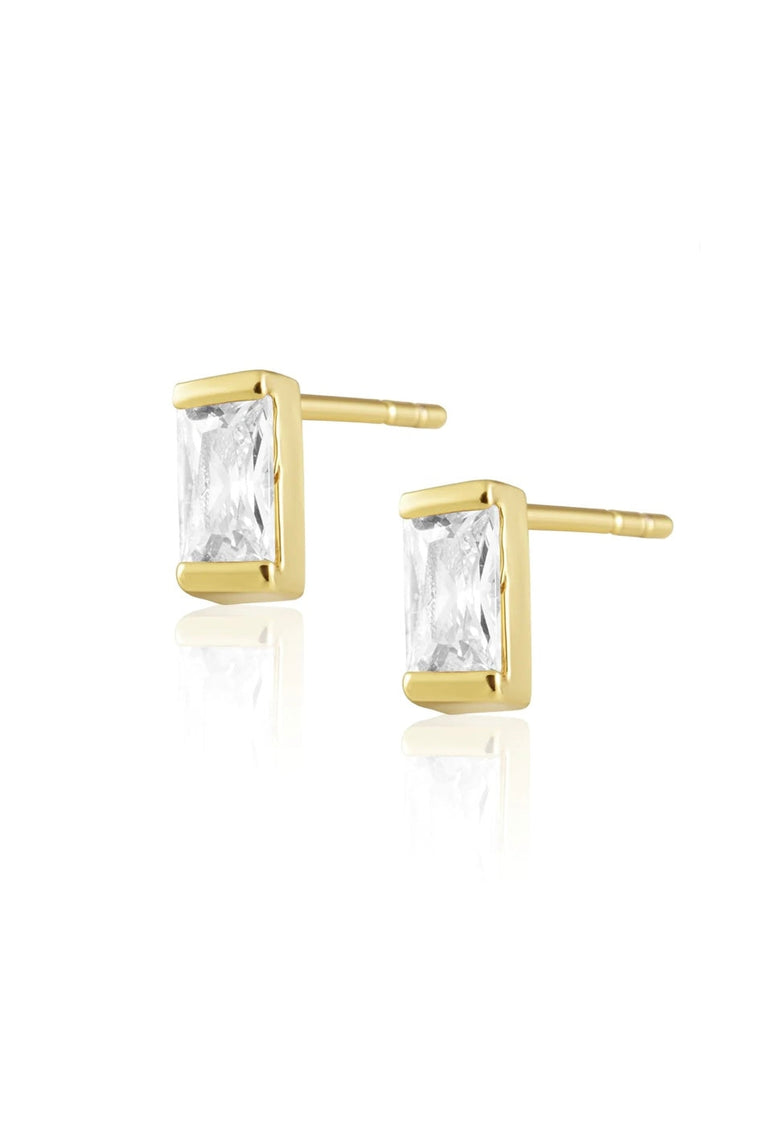 Sheila Baguette Stud Earrings Gold