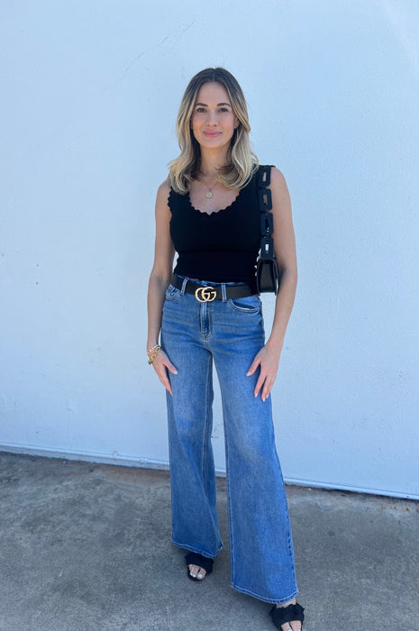 Palazzo Straight Leg Jeans Denim