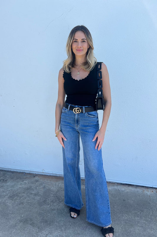 Palazzo Straight Leg Jeans Denim