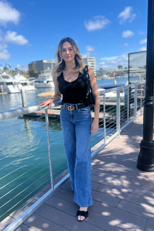 Palazzo Straight Leg Jeans Denim