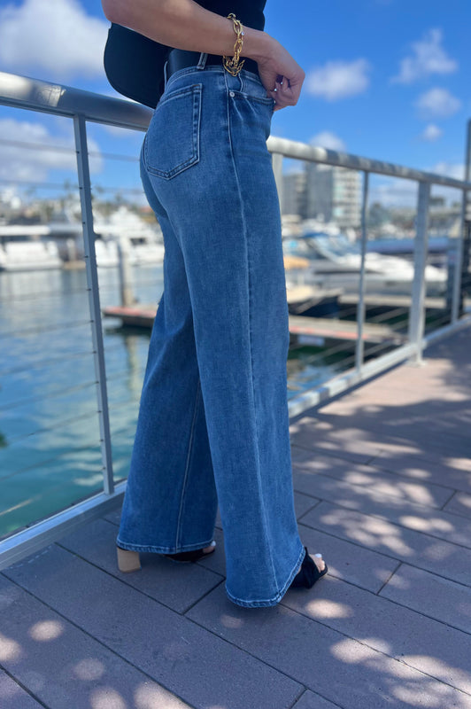 Palazzo Straight Leg Jeans Denim