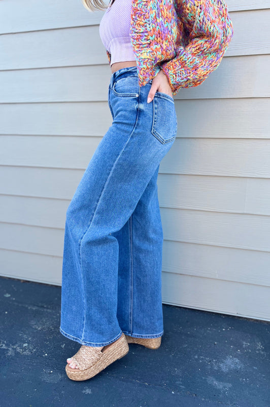 Palazzo Straight Leg Jeans Denim