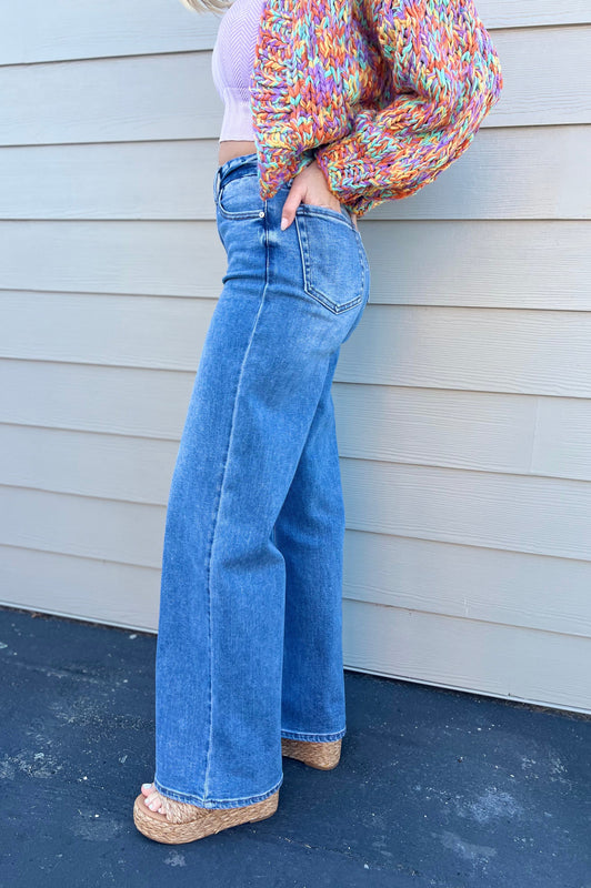 Palazzo Straight Leg Jeans Denim