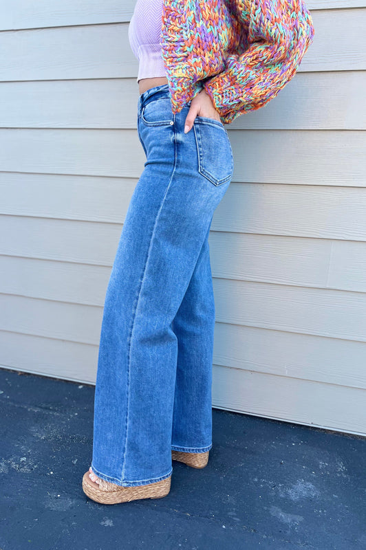 Palazzo Straight Leg Jeans Denim