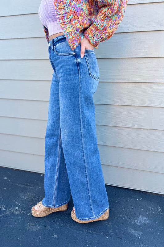 Palazzo Straight Leg Jeans Denim