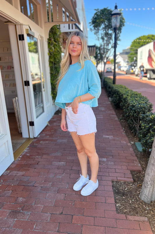 Flowy Aqua Crop Tee