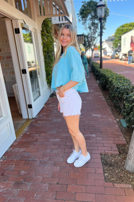 Flowy Aqua Crop Tee