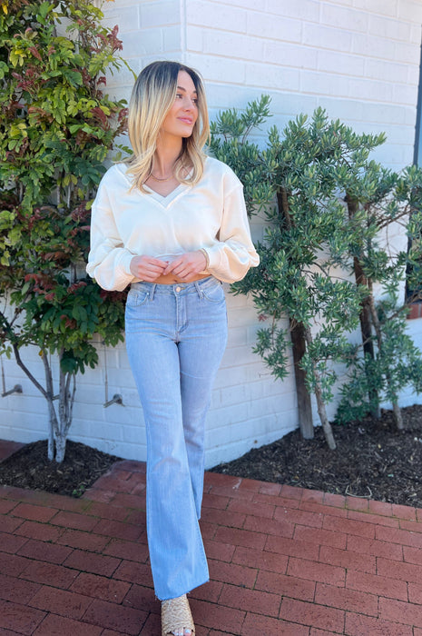 High Rise Scissor Cut Flare Jeans Denim