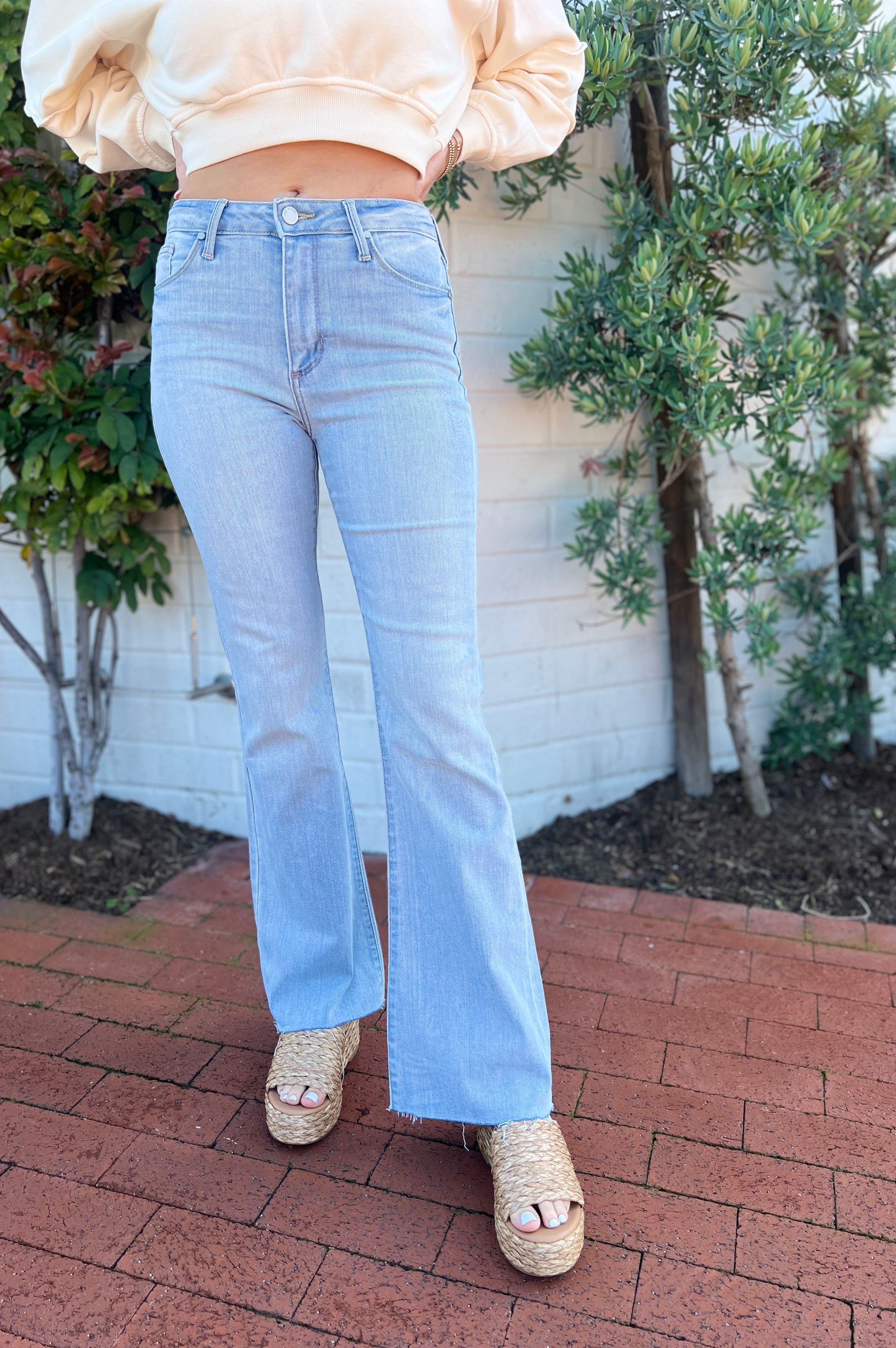 High Rise Scissor Cut Flare Jeans Denim