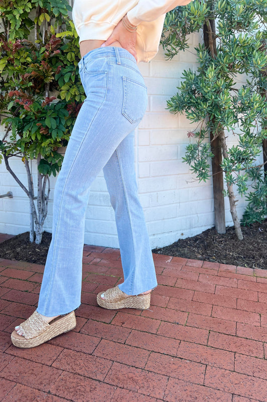High Rise Scissor Cut Flare Jeans Denim