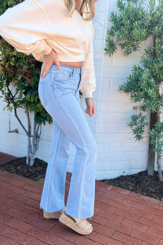 High Rise Scissor Cut Flare Jeans Denim