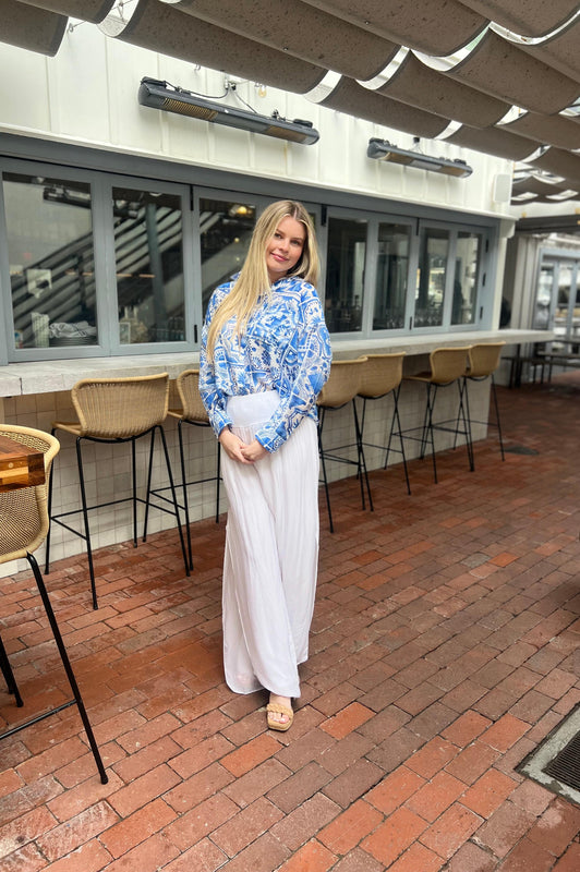 Italian Coast Silk Pants White
