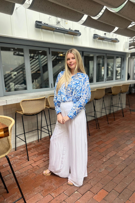 Italian Coast Silk Pants White