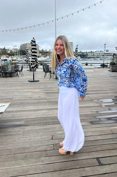 Italian Coast Silk Pants White