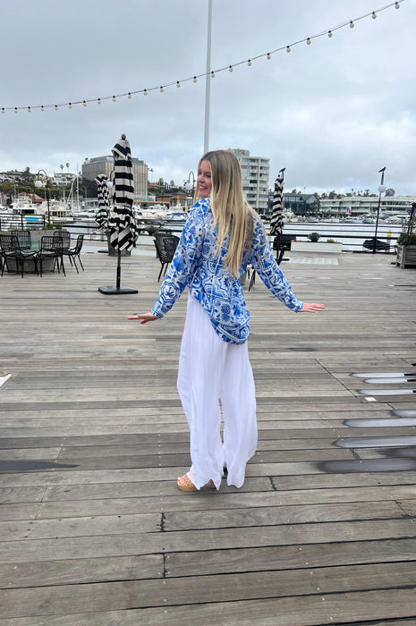 Italian Coast Silk Pants White