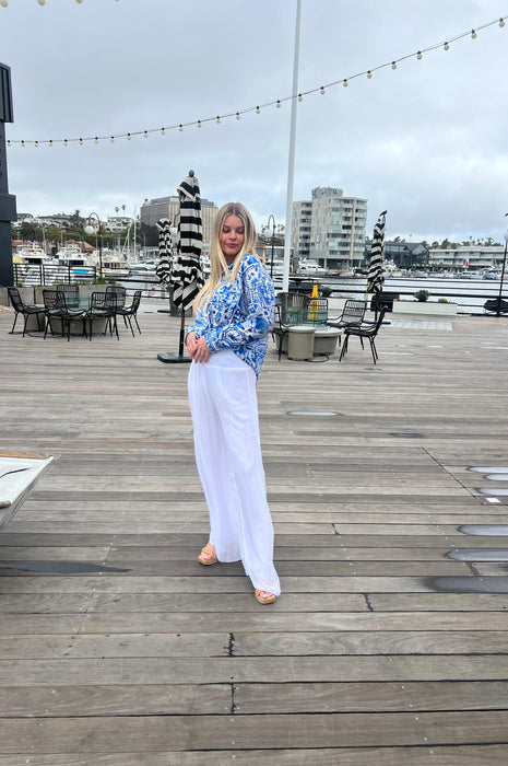 Italian Coast Silk Pants White
