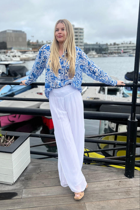 Italian Coast Silk Pants White