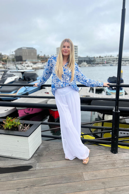 Italian Coast Silk Pants White