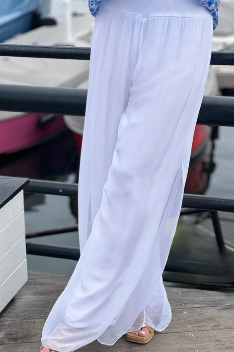 Italian Coast Silk Pants White
