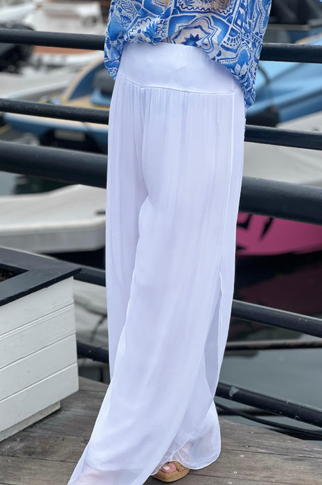Italian Coast Silk Pants White