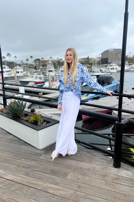 Italian Coast Silk Pants White