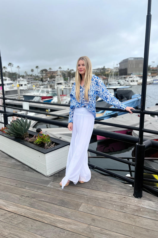 Italian Coast Silk Pants White