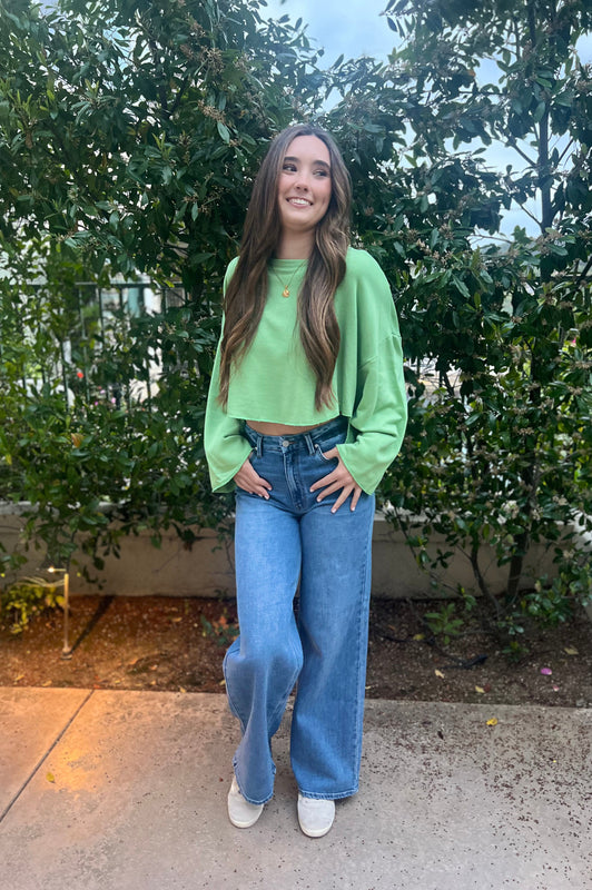 Farmer's Market Crop Sweatshirt Sage