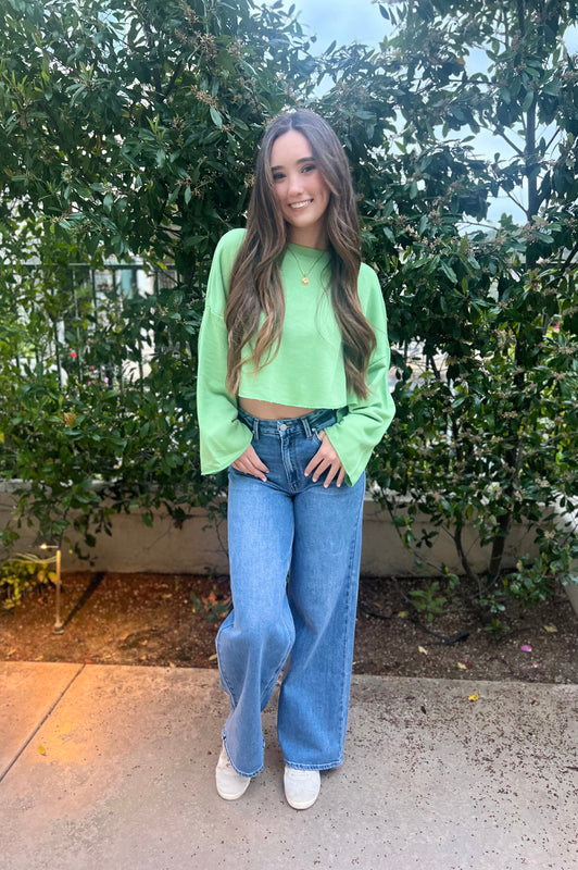 Farmer's Market Crop Sweatshirt Sage
