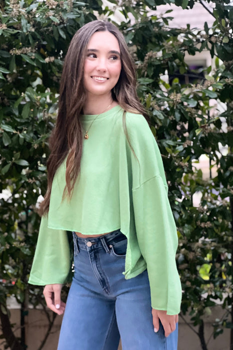 Farmer's Market Crop Sweatshirt Sage