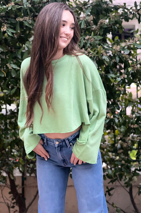 Farmer's Market Crop Sweatshirt Sage
