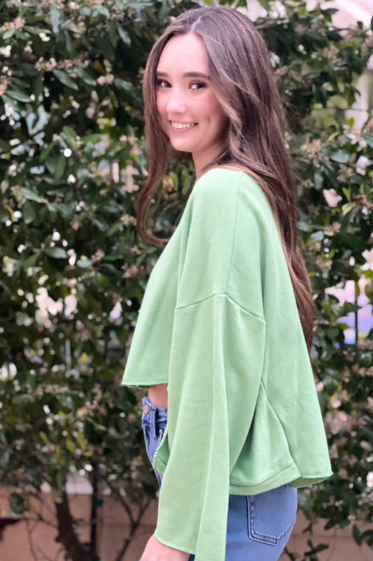 Farmer's Market Crop Sweatshirt Sage