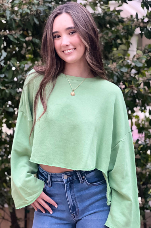 Farmer's Market Crop Sweatshirt Sage