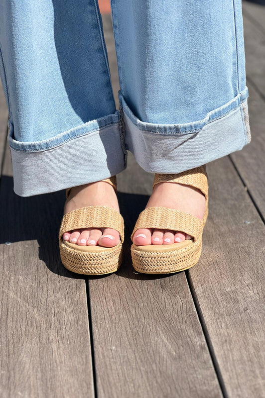 Ocean Avenue Espadrille Wedges Tan