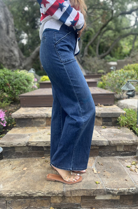 Patch Pocket Wide Leg Flare
