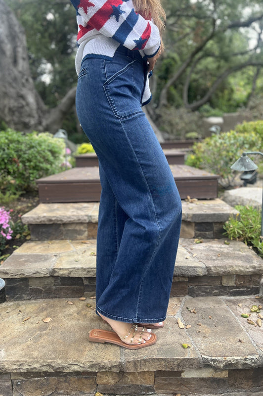 Patch Pocket Wide Leg Flare