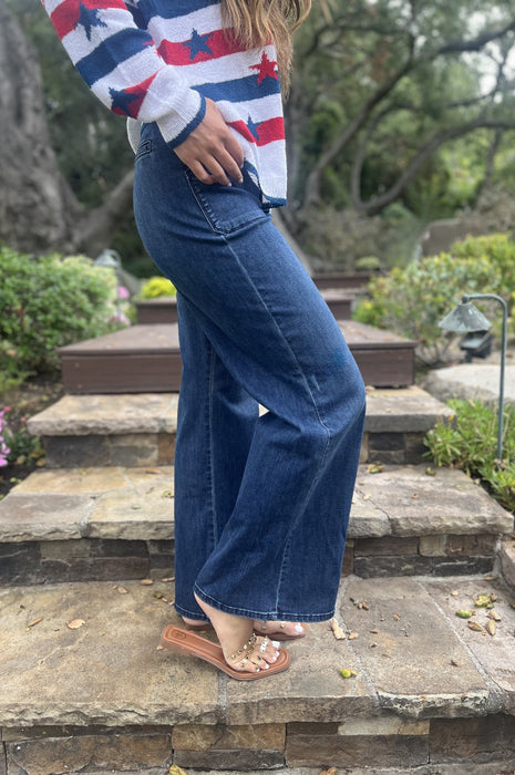 Patch Pocket Wide Leg Flare